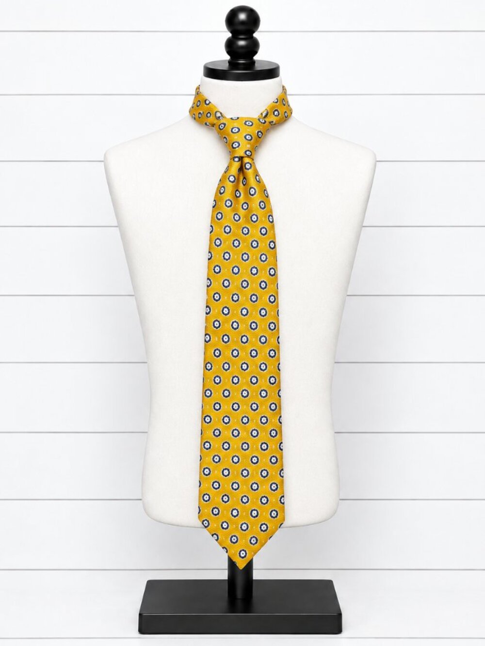 Polo Ralph Lauren Men’s Silk Tie Gold Yellow Blue Medallion Geometric Made USA